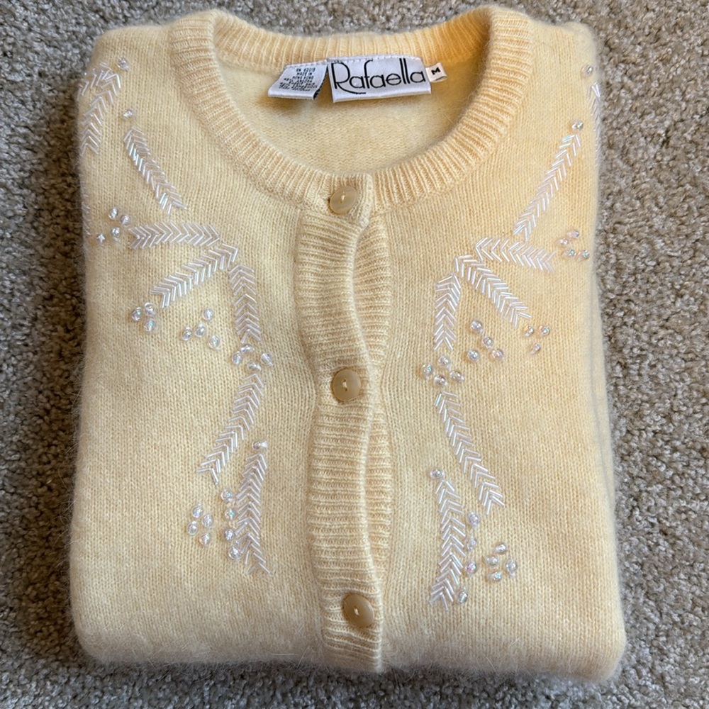 Rafaella Pale Yellow Embellished Cardigan